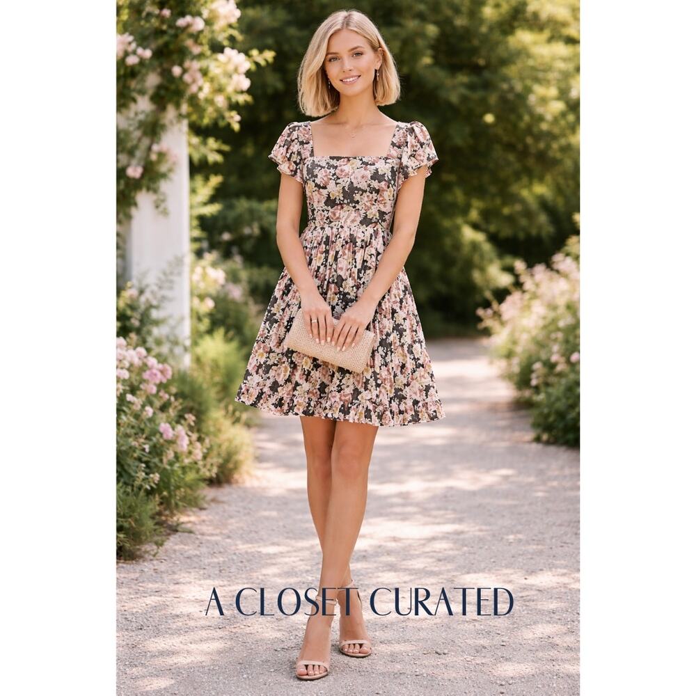Maison Amory Mini Dress Small Black Pink NEW
